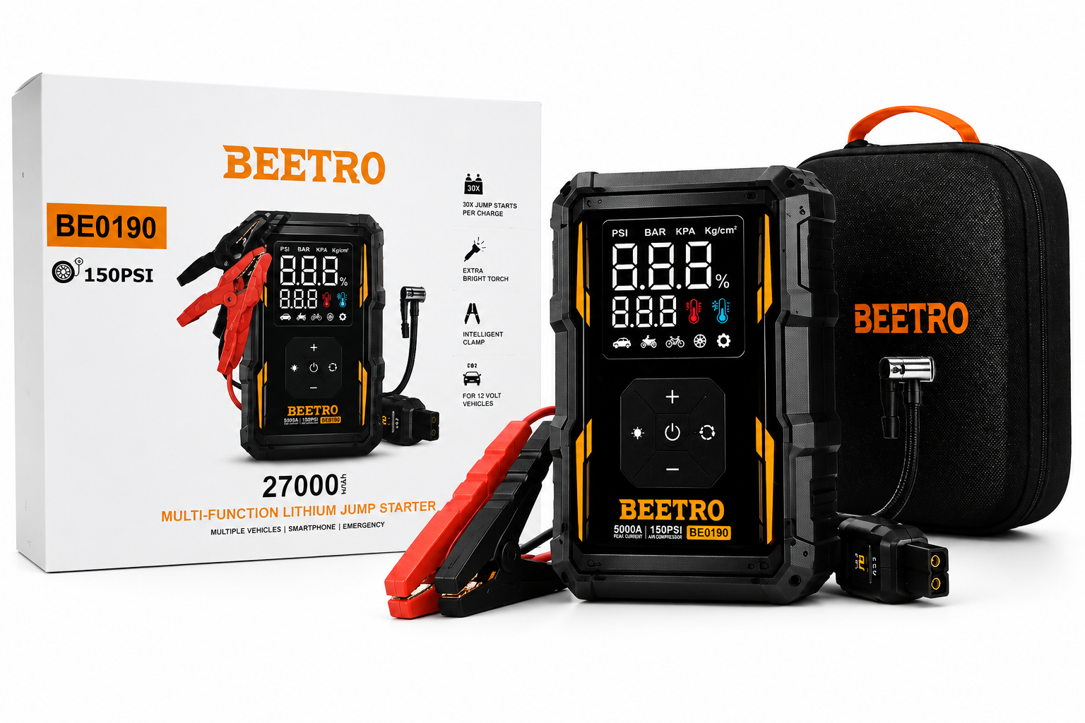 Compresseur De Voiture Avec Booster Batterie 27000Mah BE0190 BEETRO